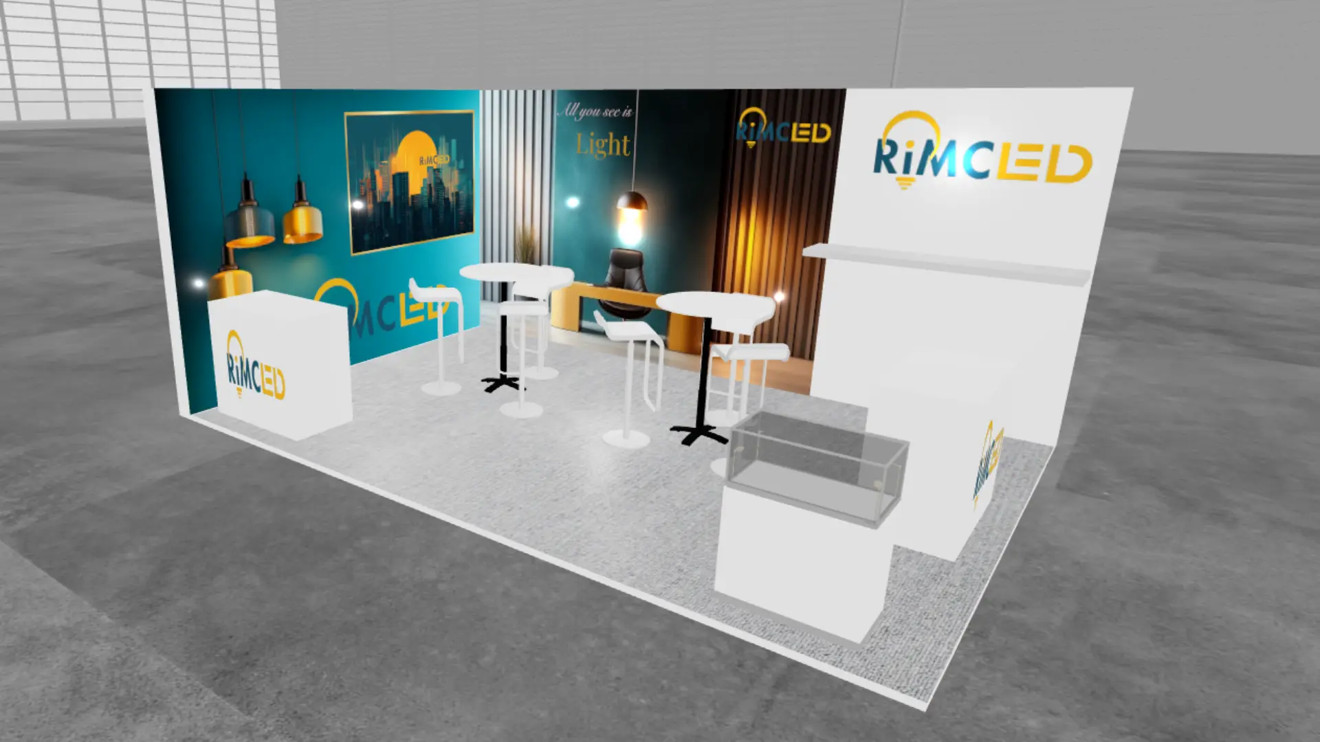 Modern Technology Exhibition Booth with integrated displays