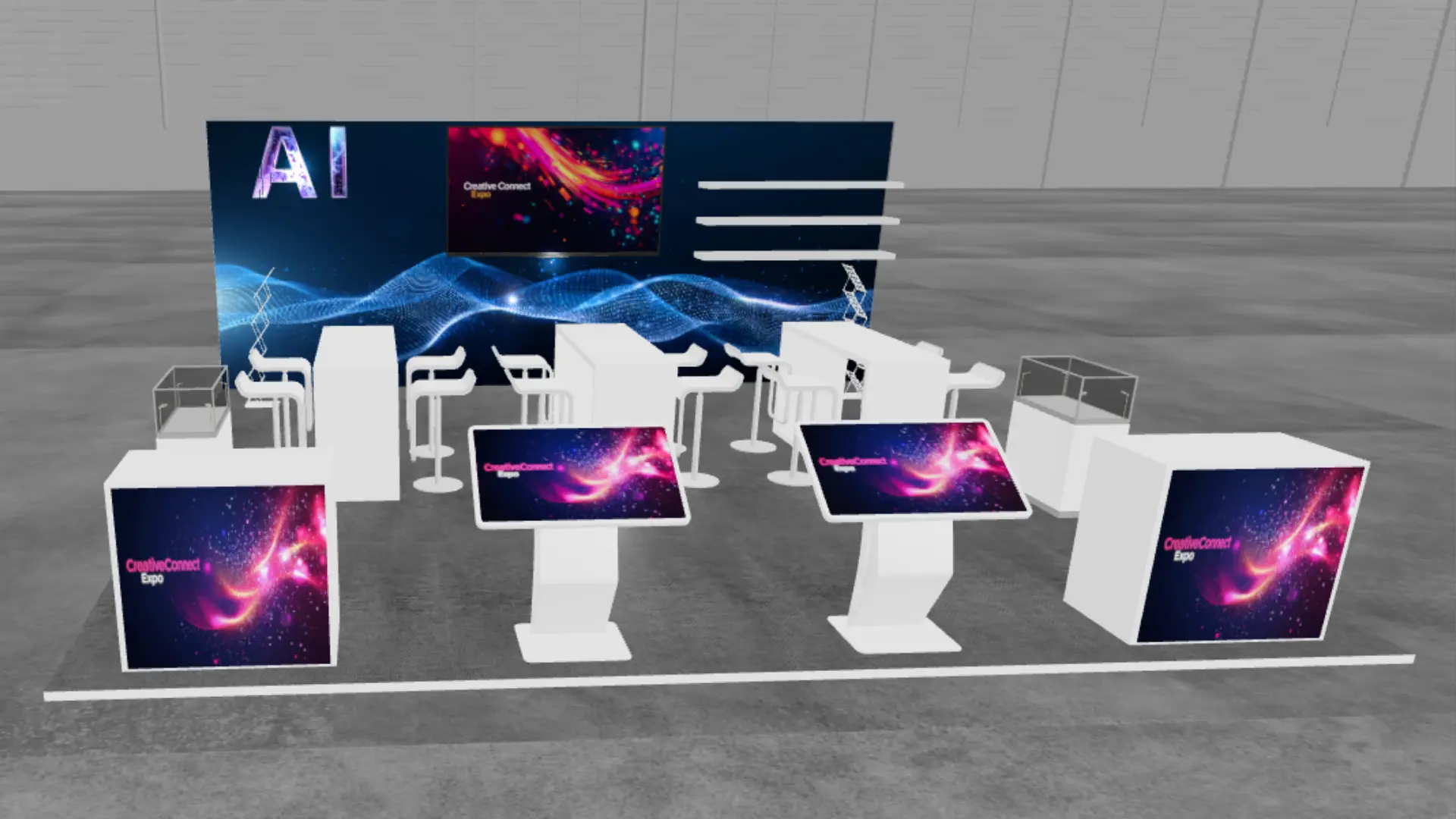 Open Conference Layout Exhibition Stand with meeting areas